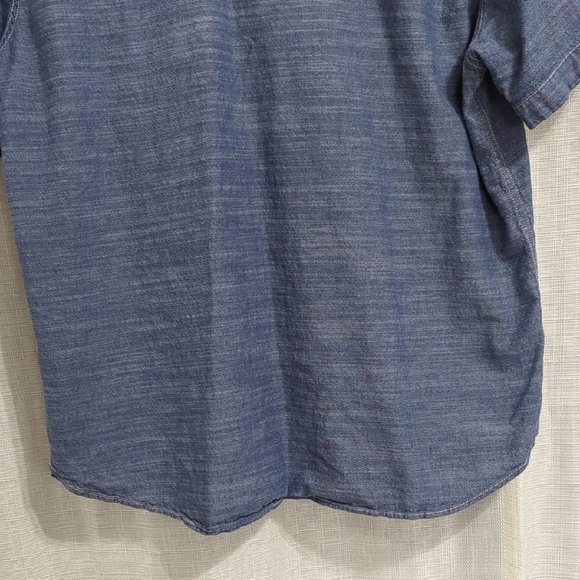 WOOLRICH Men's Buttom Down Shirt XL Blue Short Sleeve Collared Cotton - Picture 10 of 12